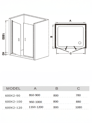 WeltWasser WW600 K2 100 10000002735 профиль Хром стекло прозрачное