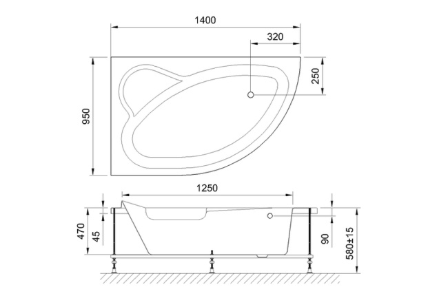 Royal Bath ALPINE RB819103 140x95x58L