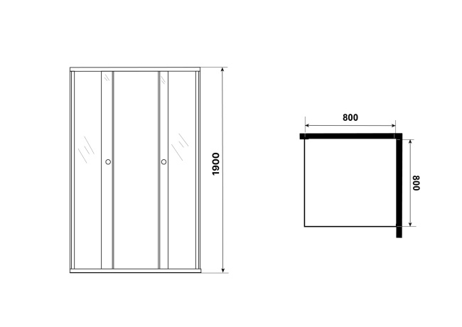 Niagara Eco NG-1008-14QMT (80х80х190) квадрат,раздвижное,хром,стекло матовое,1 место, без поддона в комплекте