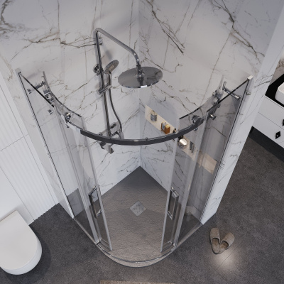 Grossman 301.K33.04.1010.10.00 Classic (100*100*195) полукруг,раздвижн,хром,стекло прозрачное без поддона