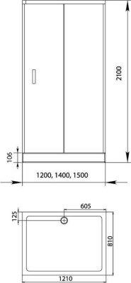 Aquanet Alfa NAA1131 120x80, прозрачное стекло без поддона