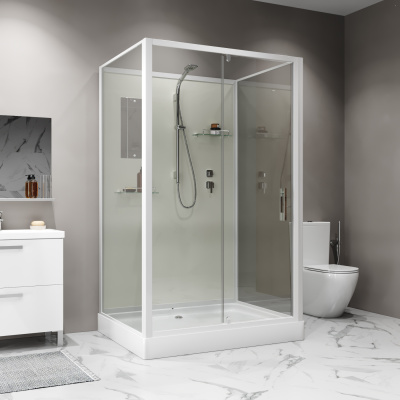 Niagara Standart ST120/90/15Q/BK (120х90х200) прямоугольник,поддон 15см,распашная,проф.белый,без крыши,3 места