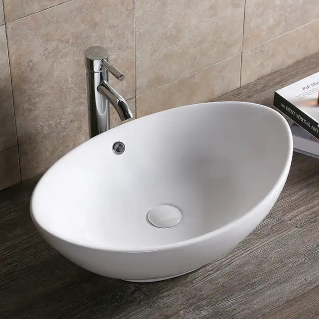 Ceruttispa CR7027 накладная, белая, лодочка, с переливом 590х385х195