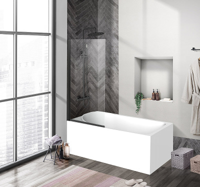 BelBagno Uno 90 UNO-V-1-90/150-C-NERO профиль Черный матовый стекло прозрачное