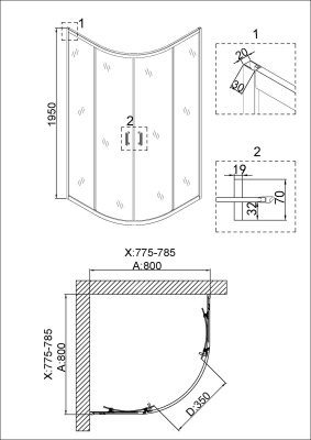 Niagara Nova NG-6886-08 BLACK 80x80 без поддона