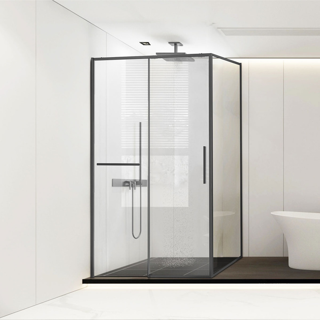 Vincea Slim Soft VSR-1SS1011CLGM, 1100*1000, вороненая сталь, стекло прозрачное