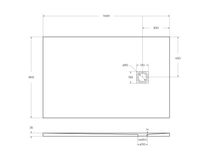BelBagno UNO TRAY-MR-UNO-AH-140/90-35-W-NO
