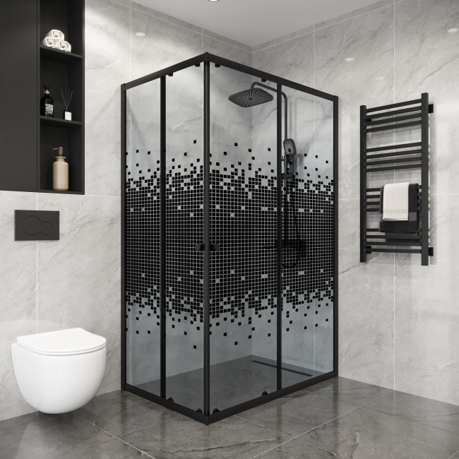 Niagara Eco NG-1012-14QBLACK прямоугольник,раздвижное,черный,стекло мозаика,1 место, без поддона в комплекте