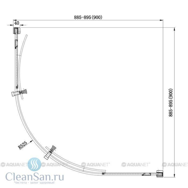 Aquanet Delta NPE2142 90x90, R550, прозрачное стекло без поддона