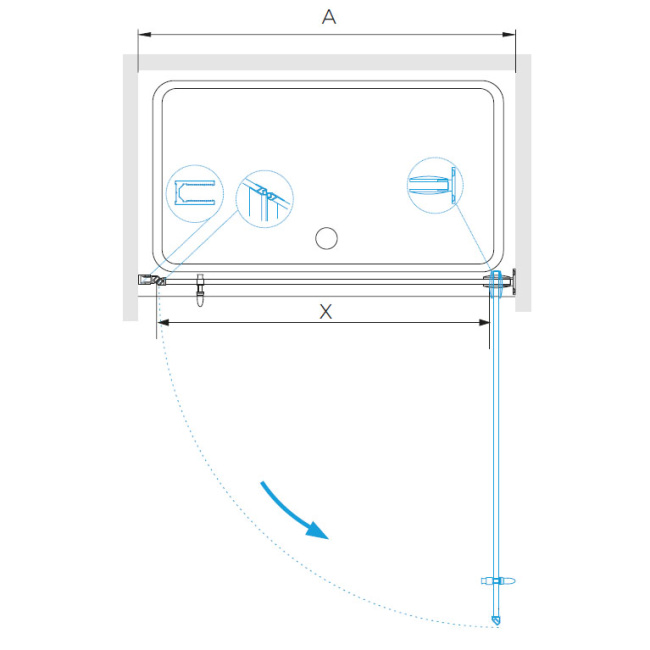 RGW HO-011-B Чёрный/Прозрачное/8 мм/80*195