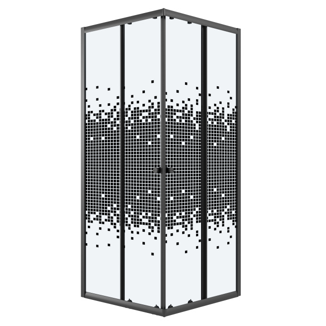 Niagara Eco NG-1009-14QBLACK (90х90х190) квадрат,раздвижное,черный,стекло мозаика,1 место, без поддона в комплекте
