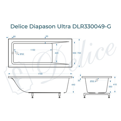 Delice Diapason Ultra с узким бортом 170х70 глянцевая DLR330049-G