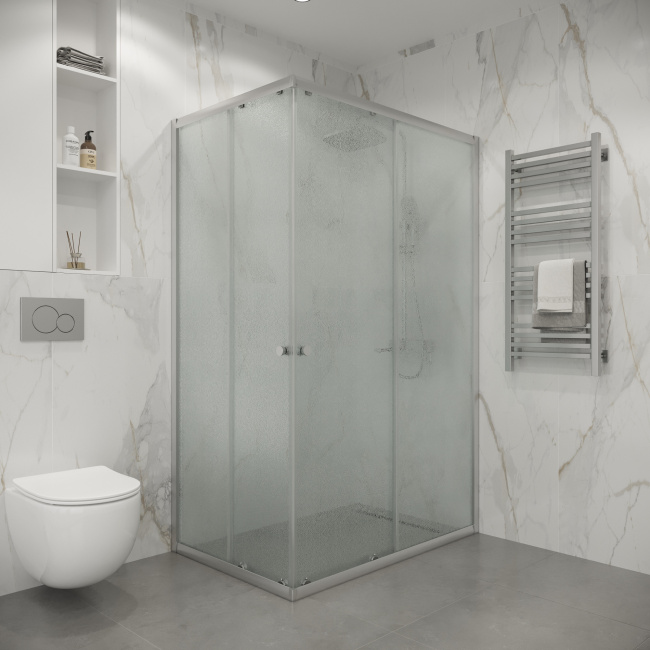 Niagara Eco NG-1012-14QMT (120х80х190) прямоугольник,раздвижное,хром,стекло матовое,1 место, без поддона в комплекте