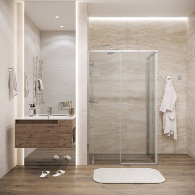 Grossman 120.K33.01.1190.10.02 Galaxy (110*90*195) хром, стекло шиншилла, 2 места без поддона