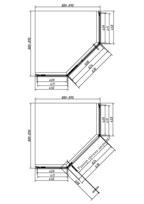 Vincea Слим-Н (Slim-N) VSP-4SN900CLG, 900*900, брашированное золото, стекло прозрачное