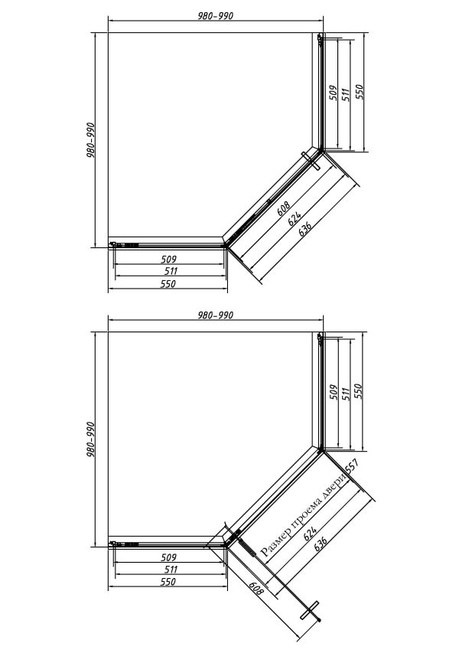 Vincea Слим-Н (Slim-N) VSP-4SN100CLBN, 1000*1000, брашированный никель, стекло прозрачное