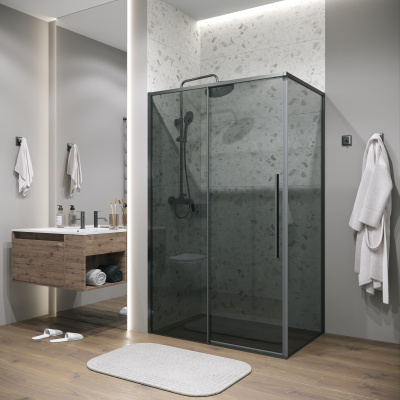 Grossman Galaxy 100.K33.01.140.42.10-200.K33.01.100.42.10 (140х100х195) раздвижная,графит сатин,стекло тонированное,2 места