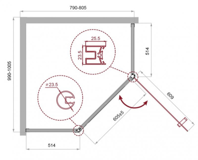 BelBagno UNO-195-PH-1-100/80-C-Cr без поддона