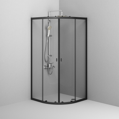 AM.PM X-Joy Twin Slide 90х90 W88G-205-090BT64 профиль Черный матовый стекло прозрачное без поддона